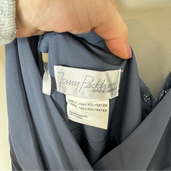 NWT Jenny Packham Gray Chiffon Bridesmaid Dress Gown With Necklace Size 12 - Picture 7 of 9